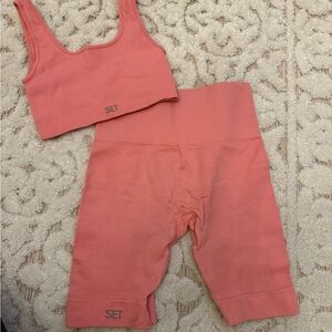 SET Active Coral Sports Bra and Shorts Set
